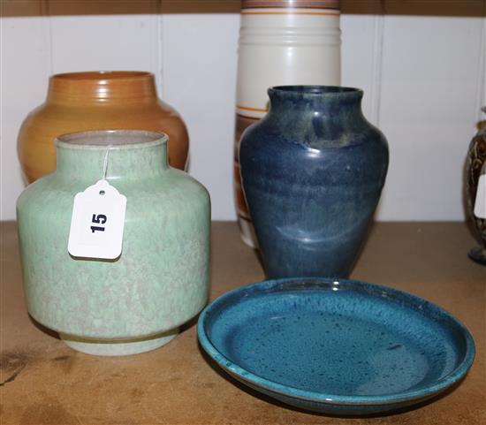 Poole Pottery Calypso vase and four Carter Stabler Adams pieces